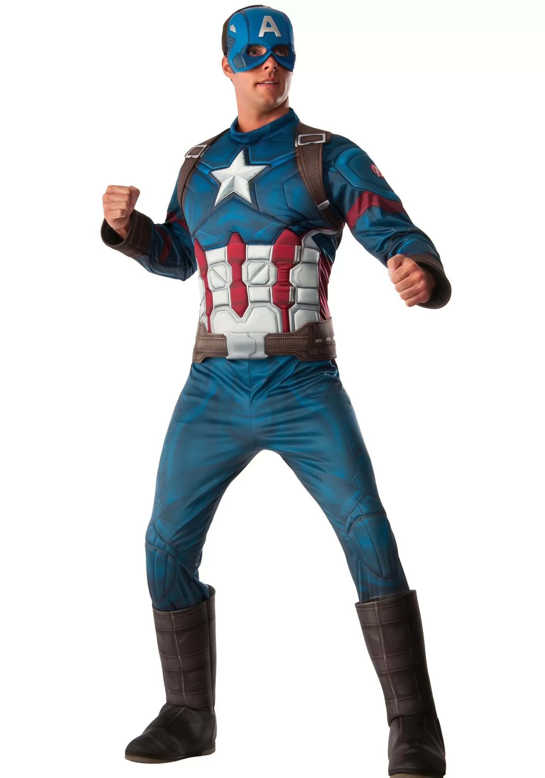 Clearance Rubies Costume Deluxe Captain America Men's Costume Superhero Costumes